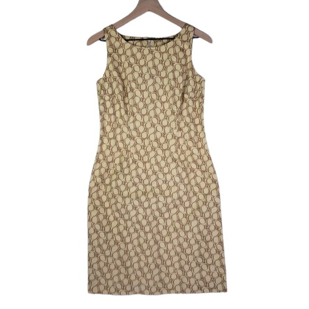 NEW Hanna Andersson Sheath Dress Women's 8 Tan Beige Sleeveless Dots NWT